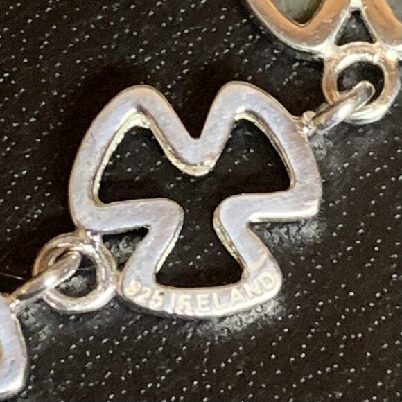 Connemara Marble Sterling Silver Shamrock Link Bracelet Vintage Ireland - Picture 9 of 9